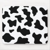 schattige koe op zwarte en witte boerderij muismat (Voorkant)