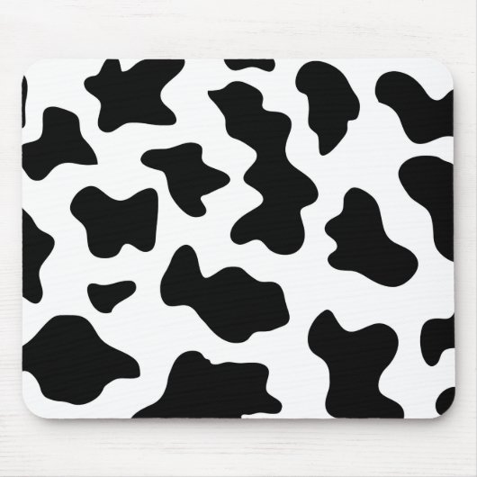 schattige koe op zwarte en witte boerderij muismat (Voorkant)