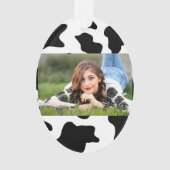 schattige koe op zwarte en witte boerderij ornament (voorkant)