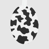 schattige koe op zwarte en witte boerderij ornament (achterkant)