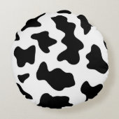 schattige koe op zwarte en witte boerderij rond kussen (Achterkant)