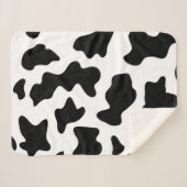 schattige koe op zwarte en witte boerderij sherpa deken (Voorkant (horizontaal))
