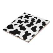 schattige koe op zwarte en witte boerderij tegeltje (Zijkant)