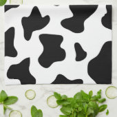 schattige koe op zwarte en witte boerderij theedoek (Gevouwen)