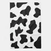 schattige koe op zwarte en witte boerderij theedoek (Verticaal)