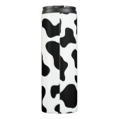 schattige koe op zwarte en witte boerderij thermosbeker (Achterkant)