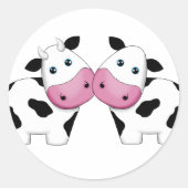 Schattige Koe Paar Ronde Sticker (Voorkant)