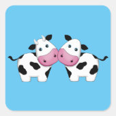 Schattige Koe Paar Vierkante Sticker (Voorkant)
