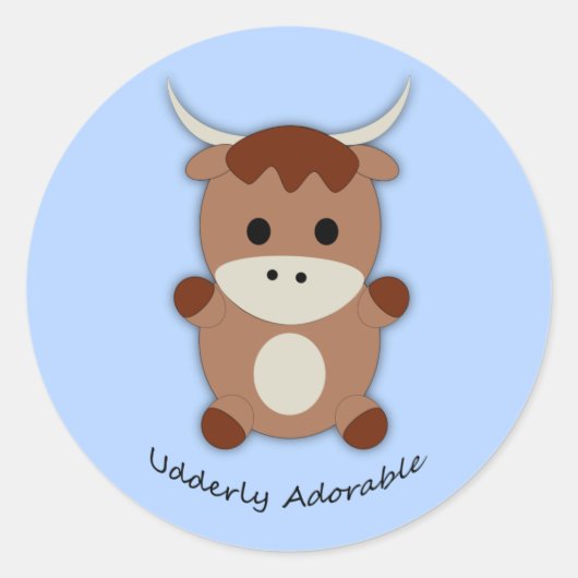 Schattige Koe Ronde Sticker (Voorkant)