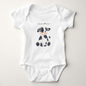 Schattige koe stijlvol watercolor schrift Romper (Voorkant)