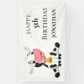 Schattige Koe Verjaardagsfeestje Spandoek (Verticaal)