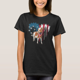 Schattige Koe Vlag Amerikaans Hart T-shirt