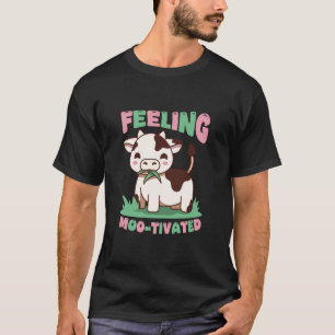 Schattige Koe Voelt Zich Moo-tiveerd Grappige Dier T-shirt