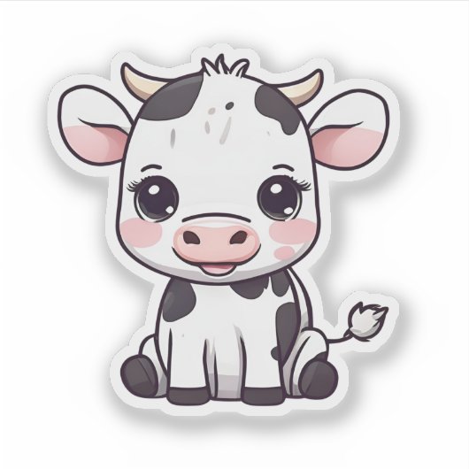 Schattige Koe waterdicht Sticker (Voorkant)