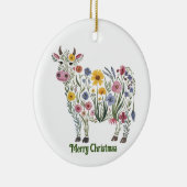 Schattige Koe, Waterverf Wilde Bloemen, Landelijk, Keramisch Ornament (Rechts)