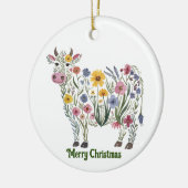 Schattige Koe, Waterverf Wilde Bloemen, Landelijk, Keramisch Ornament (Links)