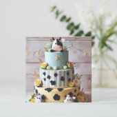 SCHATTIGE KOECAKE VERJAARDAG KAART (Staand voorkant)