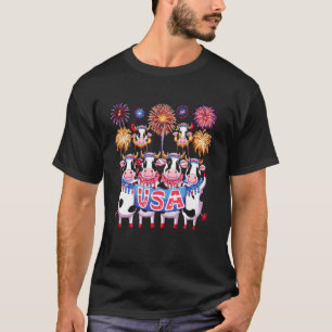 Schattige koeien 4 juli vuurwerk USA Amerikaanse v T-shirt