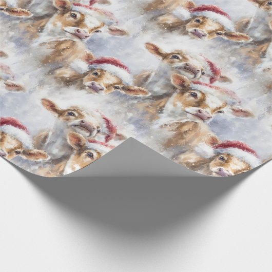 Schattige Koeien Waterverf Schetskunst Cadeaupapier (Hoek)