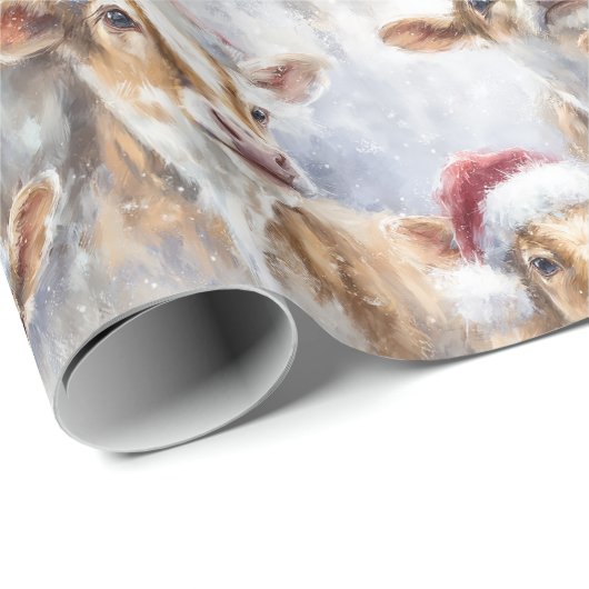 Schattige Koeien Waterverf Schetskunst Cadeaupapier (Rol Hoek)