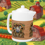 schattige koeienliefhebbers van het platteland theepot<br><div class="desc">schattige koe houdt van theepot</div>