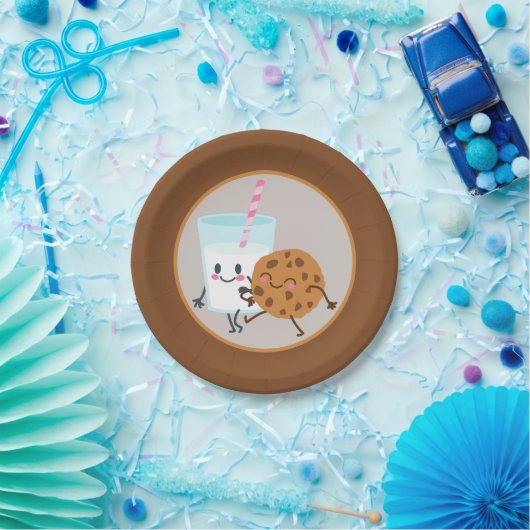 schattige koekjes en melkfeest papieren bordje (Feest)