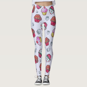 Schattige koekjes met snoepjes dessert Patroon Leggings