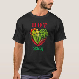 Schattige koel heet kruidig rood groen chili peper t-shirt