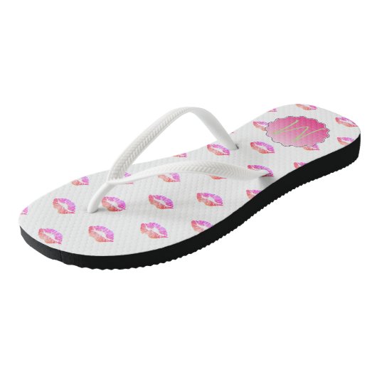 Schattige koelglazen lips, monogram teenslippers (Schuin)