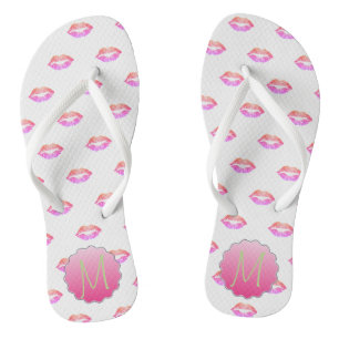 Schattige koelglazen lips, monogram teenslippers