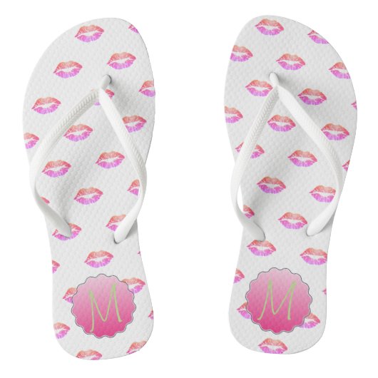 Schattige koelglazen lips, monogram teenslippers (Voetbed)