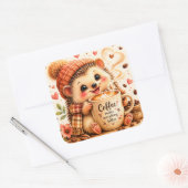 Schattige koffeggel watercolor kunst vierkante sticker (Envelop)