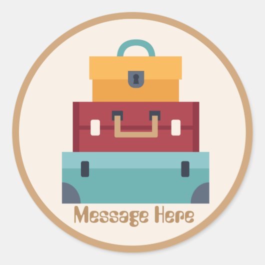 Schattige koffer reizen avontuur voeg bericht toe  ronde sticker (Voorkant)