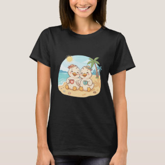 Schattige koffie beste vriendinnen strand eenden t-shirt