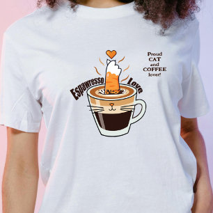 Schattige koffie en grappige kat minnaar rustieke  t-shirt