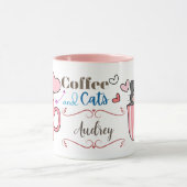 Schattige koffie en katten thema gepersonaliseerd mok (Midden)