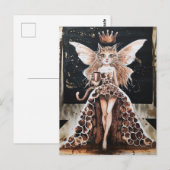 Schattige Koffie Kattenfee in het Mode Show Briefkaart (Voorkant / Achterkant)