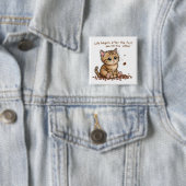 Schattige Koffie Kitten Wall Art Vierkante Button 5,1 Cm (In situ)