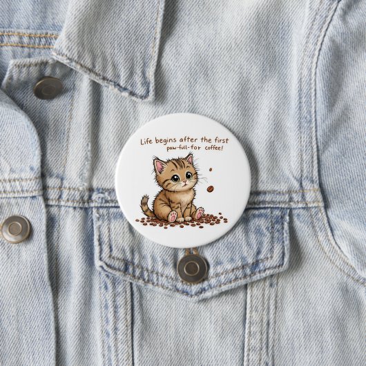 Schattige Koffie-Loving Kitten Button (In situ)