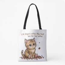 Schattige Koffie-Loving Kitten Canvas tas