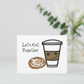 Schattige koffie ontmoeting briefkaart (Staand voorkant)