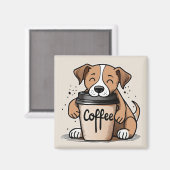 Schattige koffie puppy koelkast magneet (Voorkant / Achterkant)