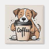 Schattige koffie puppy koelkast magneet (Voorkant)