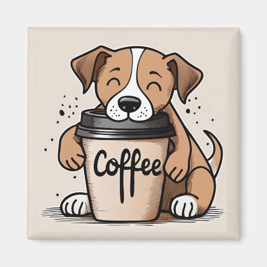Schattige koffie puppy koelkast magneet (Voorkant)