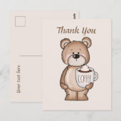 Schattige koffiebeer voeg tekst toe Dank je Briefkaart (Voorkant / Achterkant)