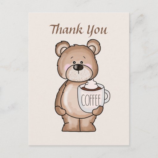 Schattige koffiebeer voeg tekst toe Dank je Briefkaart (Voorkant)