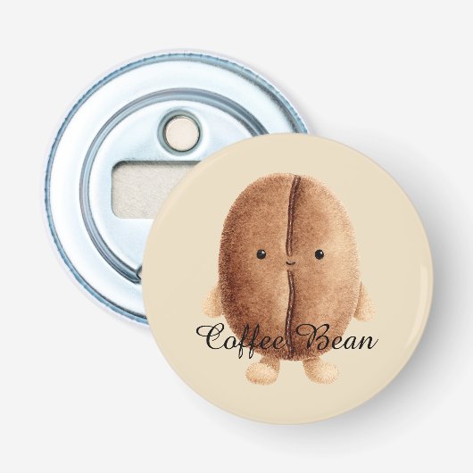 Schattige koffieboon button flesopener (Voorkant)