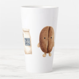 Schattige koffieboon latte mok