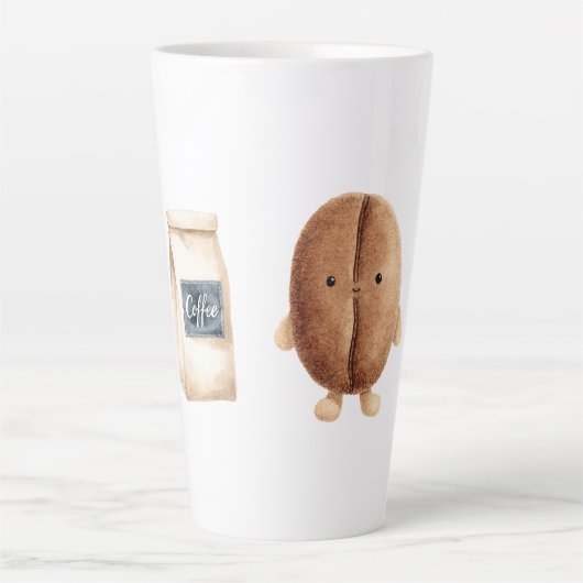 Schattige koffieboon latte mok (Voorkant)