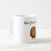 Schattige koffieboon maar eerst koffie koffiemok (Voorkant links)